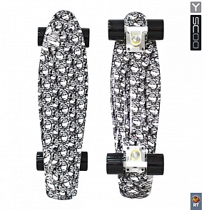 Скейтборд 13-13 Y-SCOO Penny board RT 22 Print Black Scull (Y-SCOO, 4976RT)
